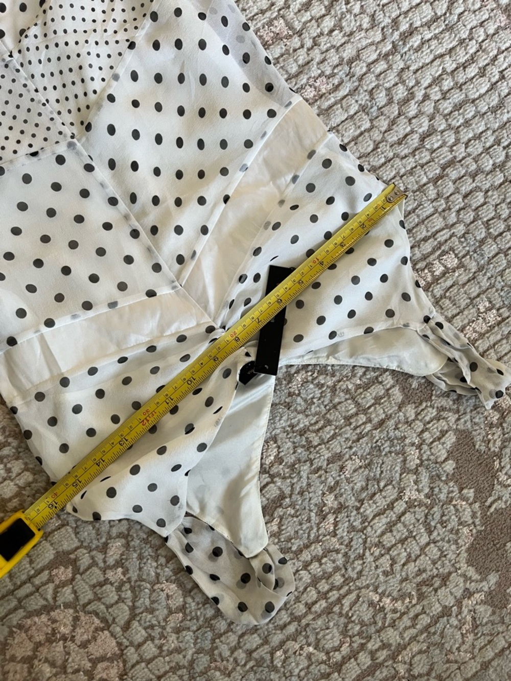 BCBGMaxAzria White and Gray Polka Dot Midi Dress - Picture 8 of 10